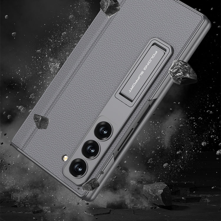 For Samsung Galaxy Z Fold6 GKK Integrated Magnetic Leather Flip Phone Case with Pen Box, Not Included Pen(Blue)