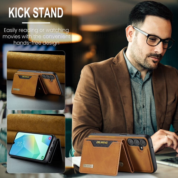 For Samsung Galaxy A16 5G DG.MING M2 Series 3-Fold Multi Card Bag + Magnetic Phone Case(Brown)