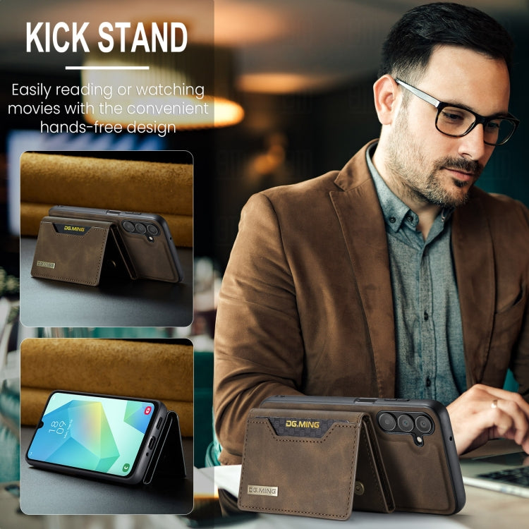 For Samsung Galaxy A16 5G DG.MING M2 Series 3-Fold Multi Card Bag + Magnetic Phone Case(Coffee)