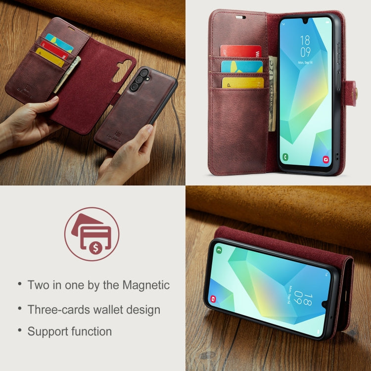 For Samsung Galaxy A16 5G DG.MING Crazy Horse Texture Detachable Magnetic Leather Case(Red)