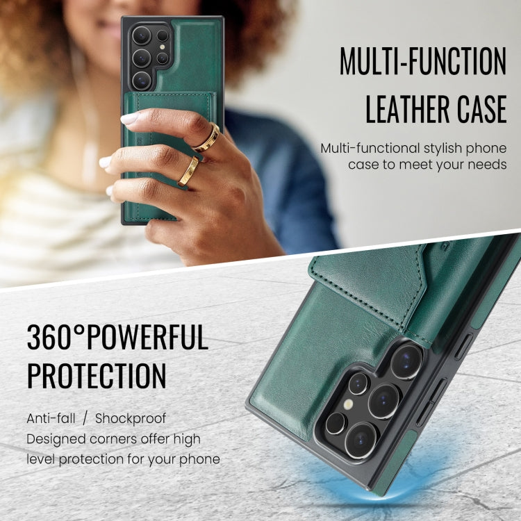 For Samsung Galaxy S23 Ultra 5G MAGKING K2 Series MagSafe RFID Card Bag Detachable Phone Case(Green)