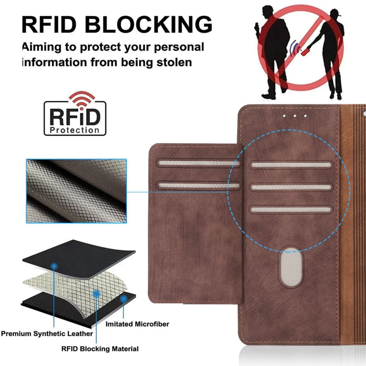 For Google Pixel 7 Pro POLA Dual-color Zipper Wallet RFID Leather Phone Case(Burgundy Brown)