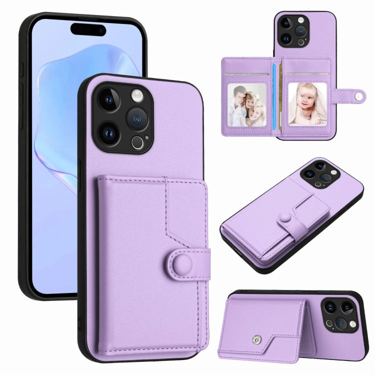 Button Card Bag RFID Anti-theft Phone Case, For iPhone 14 Plus, For iPhone 14, For iPhone 14 Pro, For iPhone 14 Pro Max