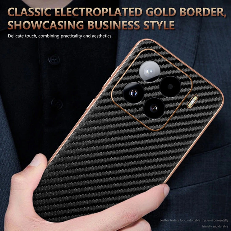 For Xiaomi 15 AZNS Electroplated Edge Carbon Fiber Texture Phone Case(Blue)