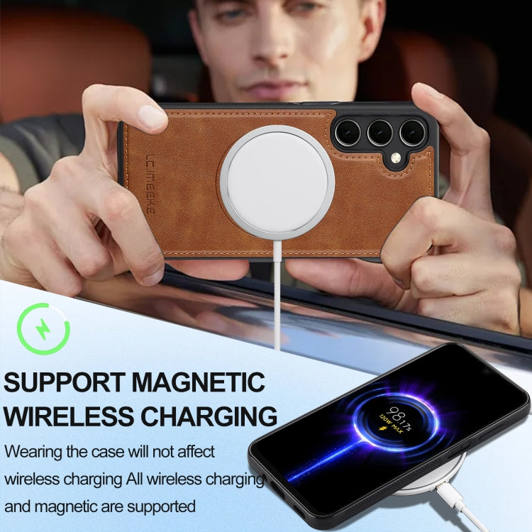 For Samsung Galaxy A16 5G LC.IMEEKE L3 Series Detachable RFID Card Bag Magsafe Phone Case(Brown)