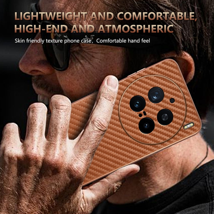 For vivo X200 Pro AZNS Electroplated Edge Carbon Fiber Texture Phone Case(Blue)