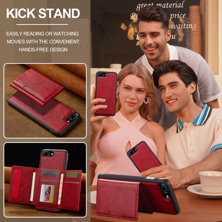 For iPhone SE 2022 / 2020 LC.IMEEKE L5 Series Detachable RFID Card Bag Magsafe Phone Case(Red)