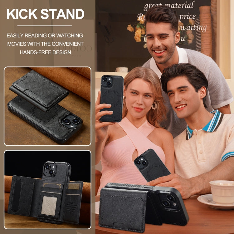 For iPhone 15 LC.IMEEKE L5 Series Detachable RFID Card Bag Magsafe Phone Case(Black)