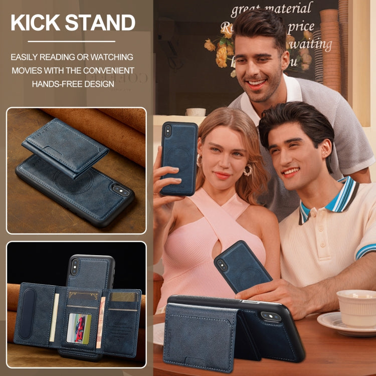 For iPhone XS / X LC.IMEEKE L5 Series Detachable RFID Card Bag Magsafe Phone Case(Blue)