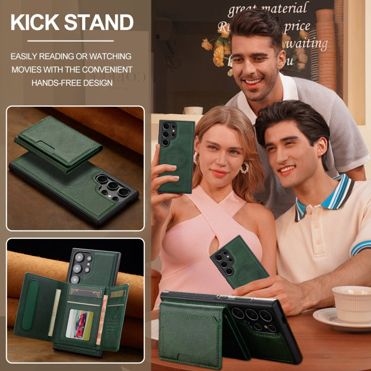 For Samsung Galaxy S23 Ultra 5G LC.IMEEKE L5 Series Detachable RFID Card Bag Magsafe Phone Case(Green)