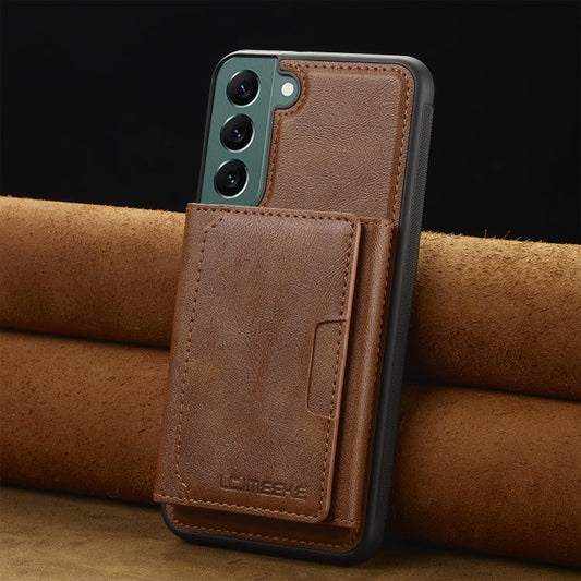 For Samsung Galaxy S22+ 5G LC.IMEEKE L5 Series Detachable RFID Card Bag Magsafe Phone Case(Brown)