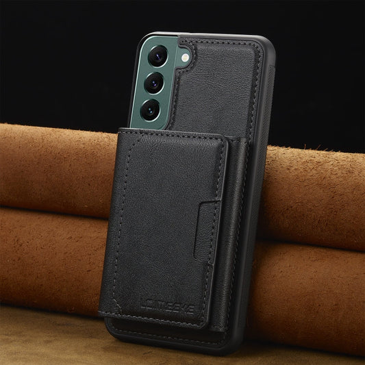 For Samsung Galaxy S21+ 5G LC.IMEEKE L5 Series Detachable RFID Card Bag Magsafe Phone Case(Black)