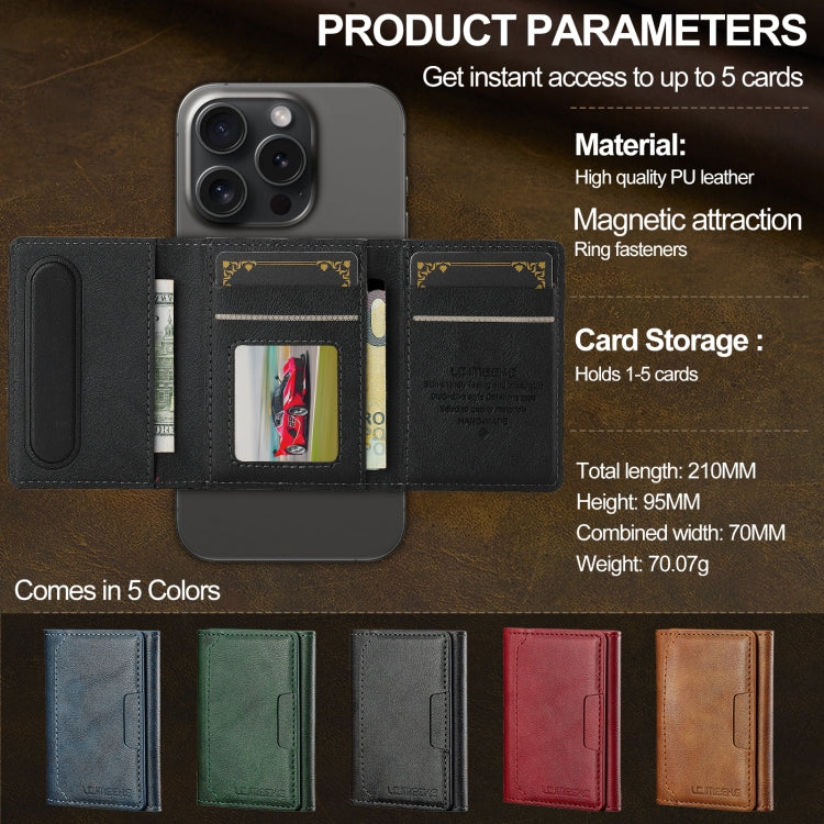 LC.IMEEKE 5-Cards MagSafe RFID Leather Card Bag(Black)