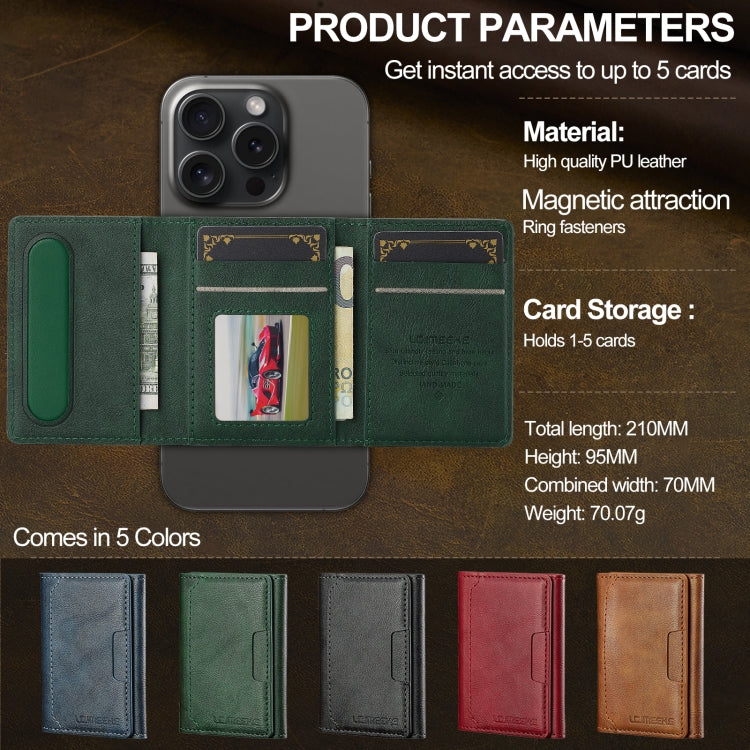 LC.IMEEKE 5-Cards MagSafe RFID Leather Card Bag(Green)
