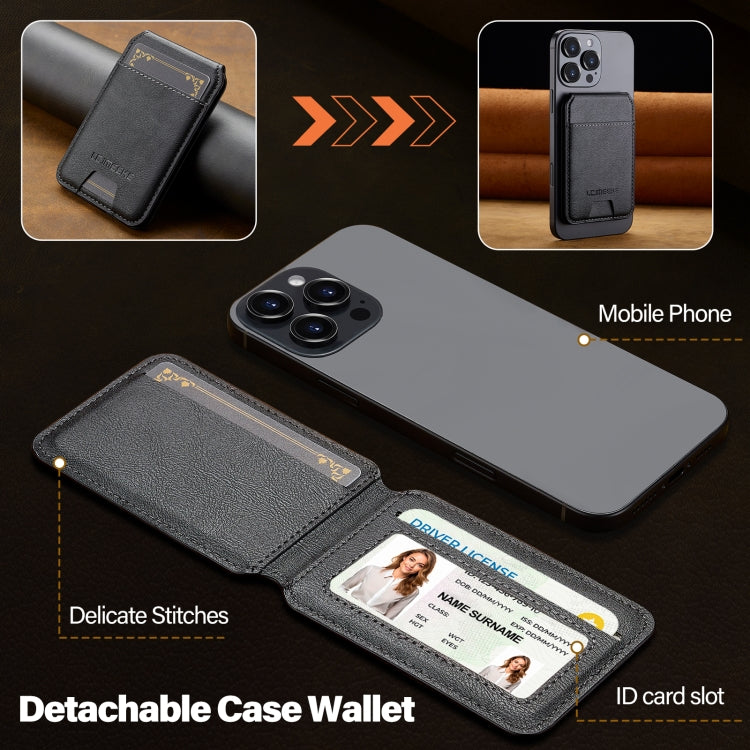 LC.IMEEKE 3-Cards MagSafe RFID Leather Card Bag(Black)
