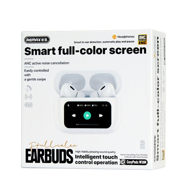 REMAX CozyBuds W30N LED Dual Noise Reduction Bluetooth 5.4 Earphones(White)