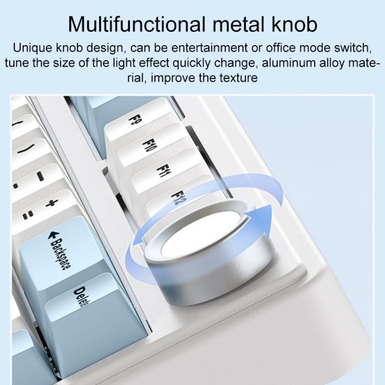 AULA F75 80 Keys Wired/2.4G/Bluetooth Three Model Customized RGB Mechanical Keyboard(White Blue Purple)