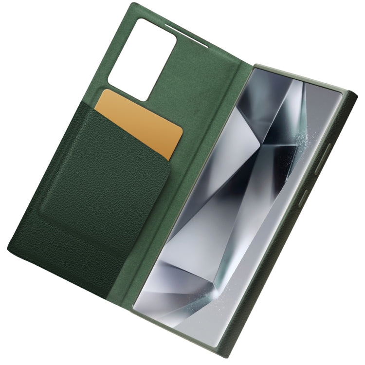 For Samsung Galaxy S24 Ultra 5G QIALINO Magnetic Genuine Leather Phone Case(Green)