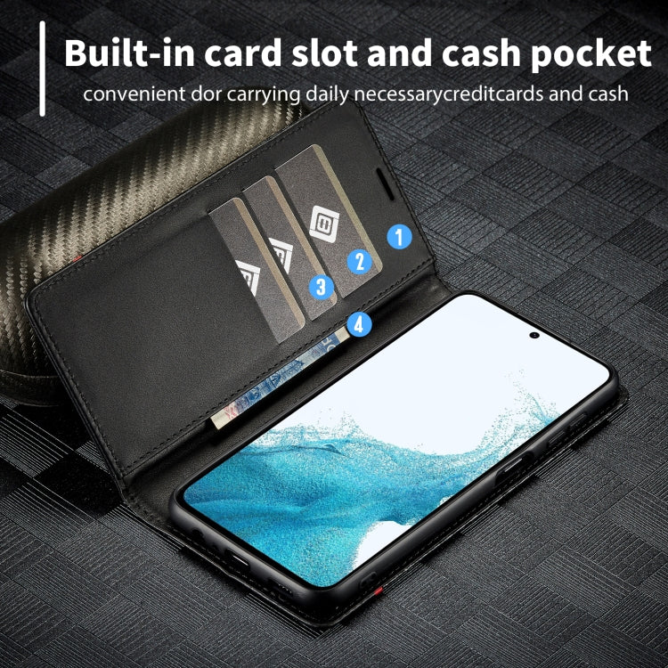 For Samsung Galaxy A16 5G LC.IMEEKE Carbon Fiber Leather Phone Case(Vertical Black)