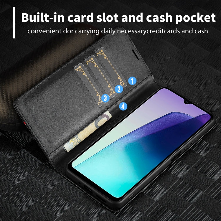For Redmi A4 5G / 14C 4G LC.IMEEKE Carbon Fiber Leather Phone Case(Horizontal Black)