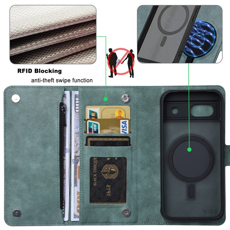 For Google Pixel 8a ViLi GVB Series MagSafe Magnetic RFID Leather Phone Case(Green)