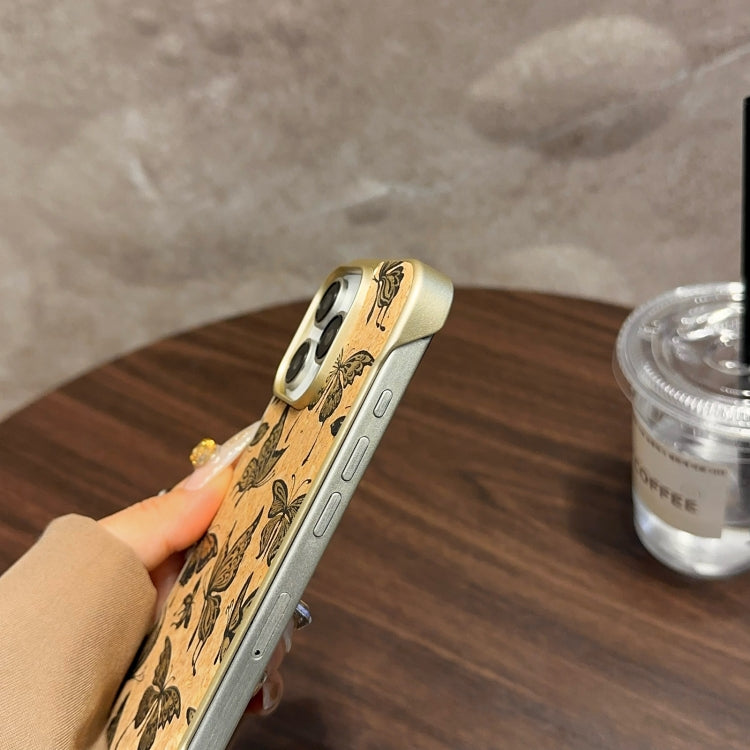 For iPhone 15 Plus / 14 Plus Denior A18 WoodenPaint MagSafe Phone Case(Butterflies)