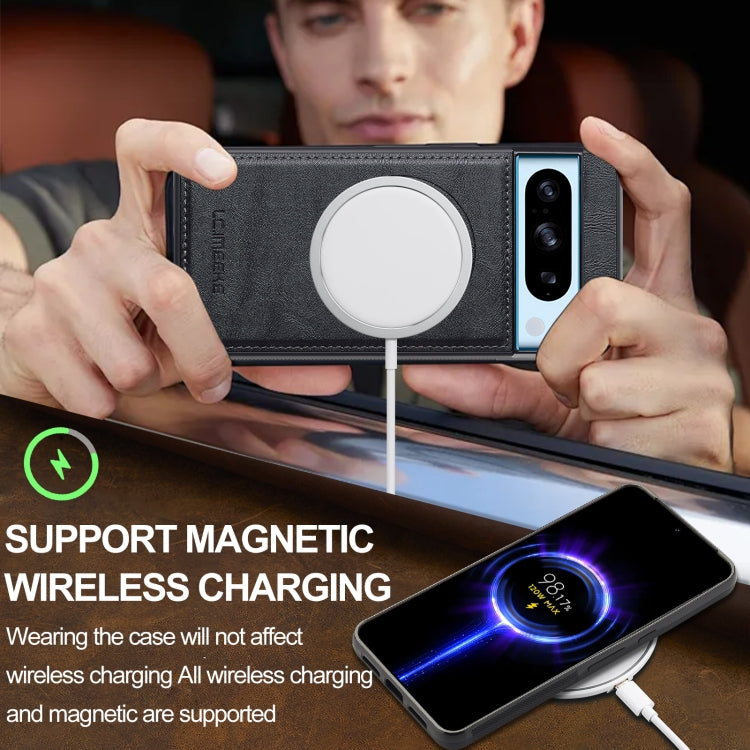 For Google Pixel 8 Pro LC.IMEEKE L3 Series Detachable RFID Card Bag Magsafe Phone Case(Black)