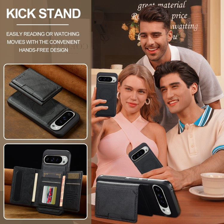 For Google Pixel 9 / 9 Pro LC.IMEEKE L5 Series Detachable RFID Card Bag Magsafe Phone Case(Black)