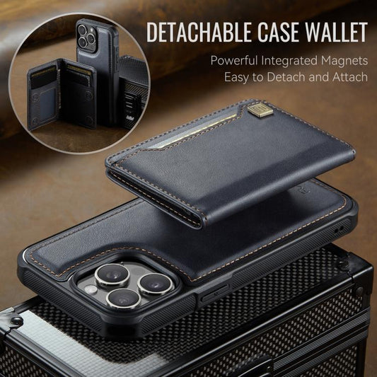 For iPhone 13 Pro Max AutSpace A13 MagSafe Magnetic RFID Flip Card Bag Phone Case(Black)