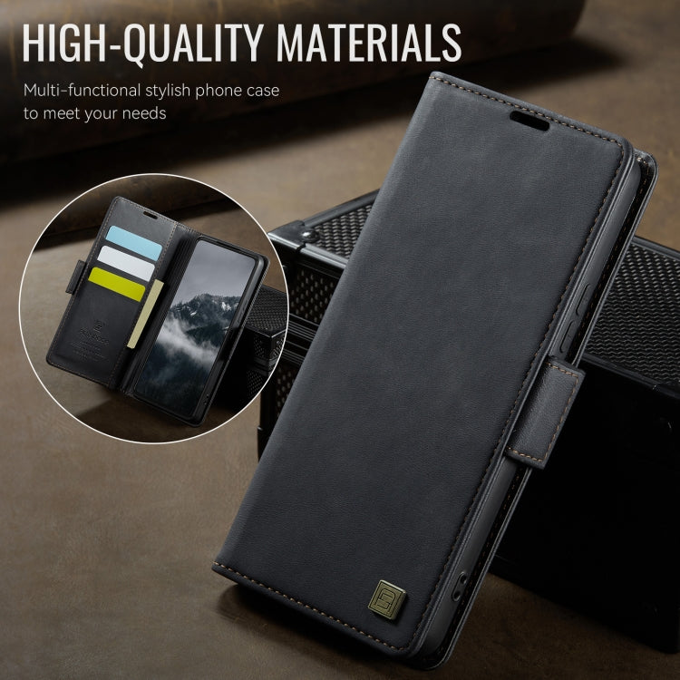For Samsung Galaxy A55 5G AutSpace A11 Side Buckle MagSafe Magnetic RFID Phone Leather Case(Black)