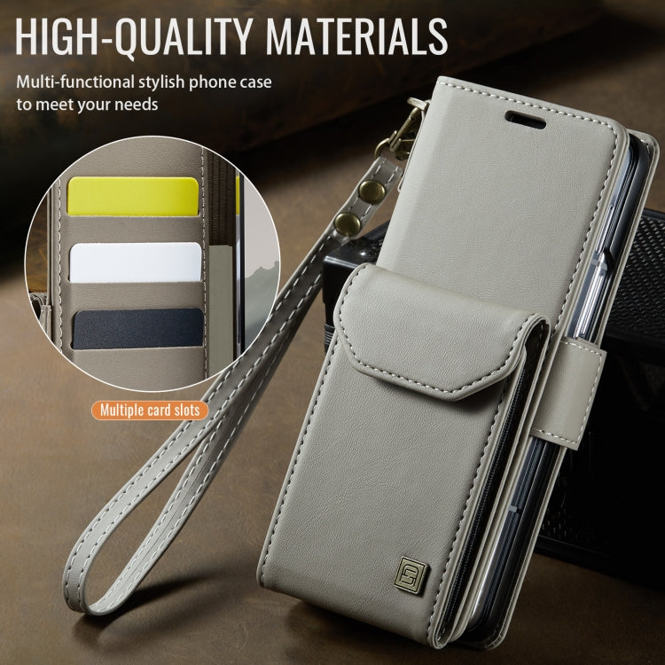 For Samsung Galaxy Z Fold6 5G AutSpace A23 Organ Card Bag Magnetic RFID PU Phone Case(Grey)
