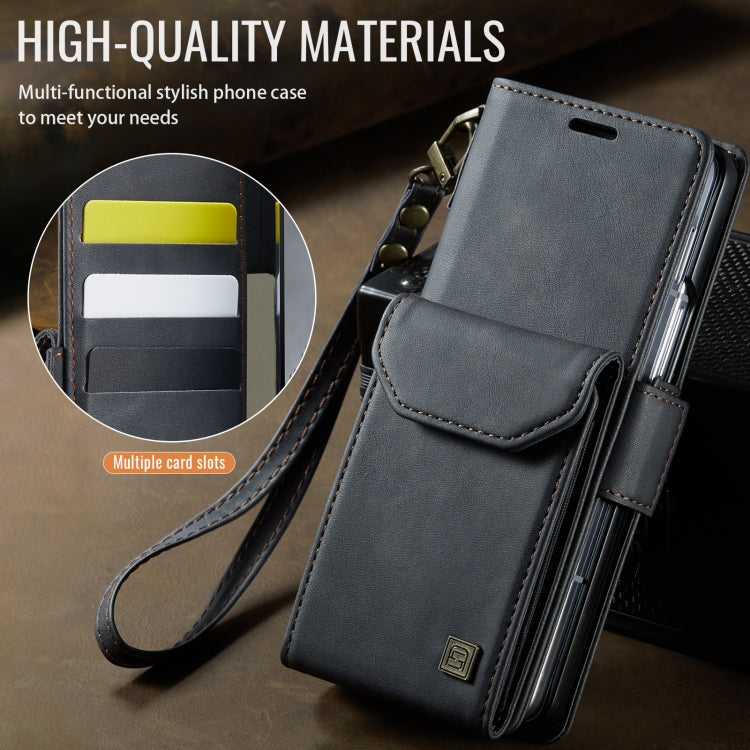 For Samsung Galaxy Z Fold5 5G AutSpace A23 Organ Card Bag Magnetic RFID PU Phone Case(Black)
