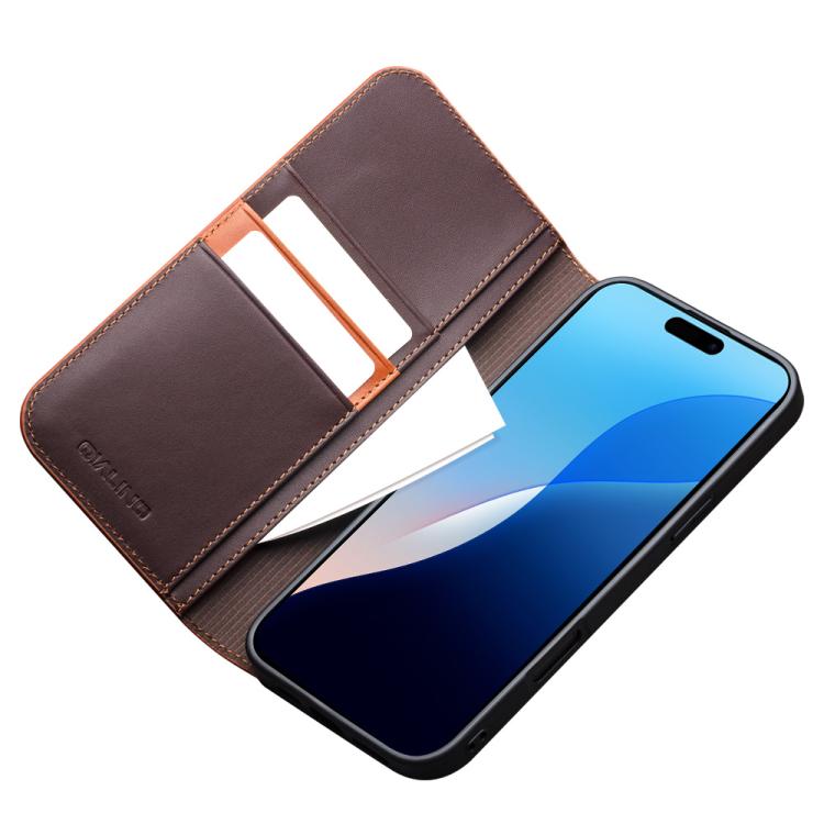 For iPhone 16 Pro Max QIALINO Classic Gen2 Genuine Leather Phone Case(Brown)
