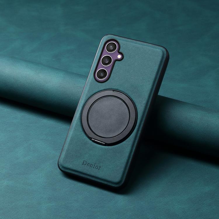 For Samsung Galaxy S23 FE 5G Denior A14 Skin Feel Rotating Holder MagSafe Phone Case(Blue)