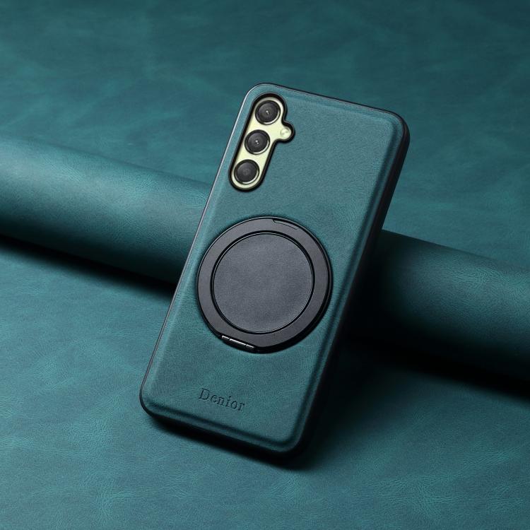For Samsung Galaxy A25 5G Denior A14 Skin Feel Rotating Holder MagSafe Phone Case(Blue)