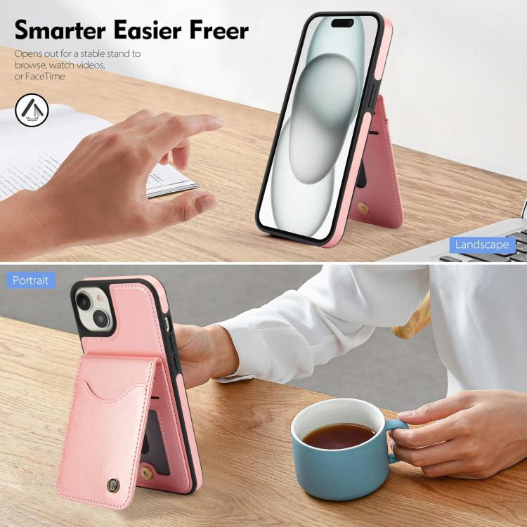 For iPhone 12 / 12 Pro AwQuer Vertical Flip Card Bag Holder Leather Phone Case(Rose Gold)