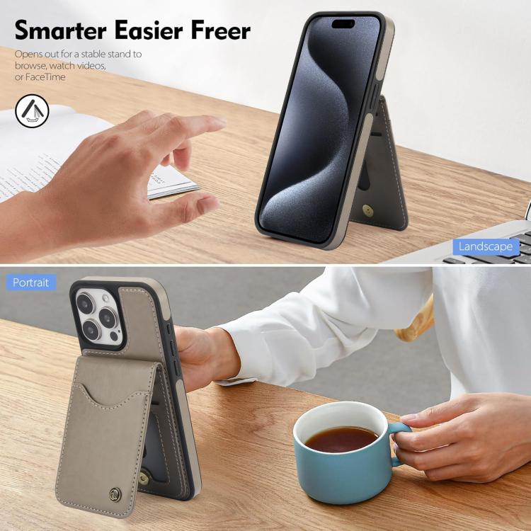 For iPhone 12 Pro Max AwQuer Vertical Flip Card Bag Holder Leather Phone Case(Grey)