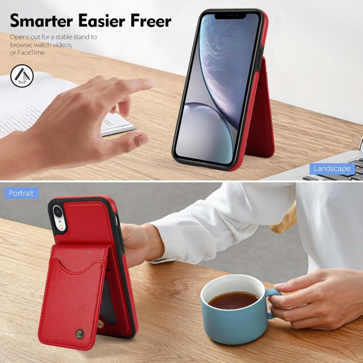For iPhone XS Max AwQuer Vertical Flip Card Bag Holder Leather Phone Case(Red)
