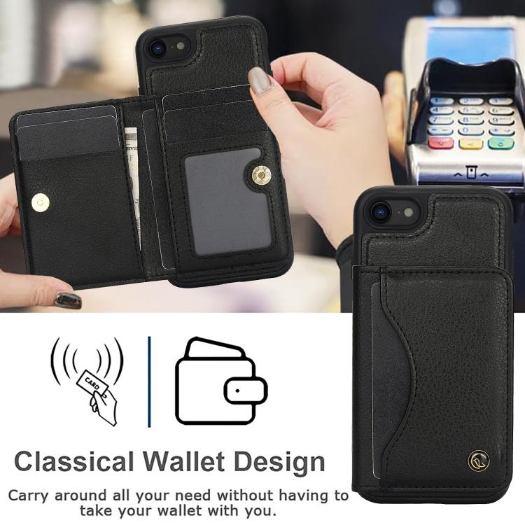 For iPhone 7 / 8 / SE 2022 AwQuer Horizontal Flip Card Bag Holder Leather Phone Case(Black)