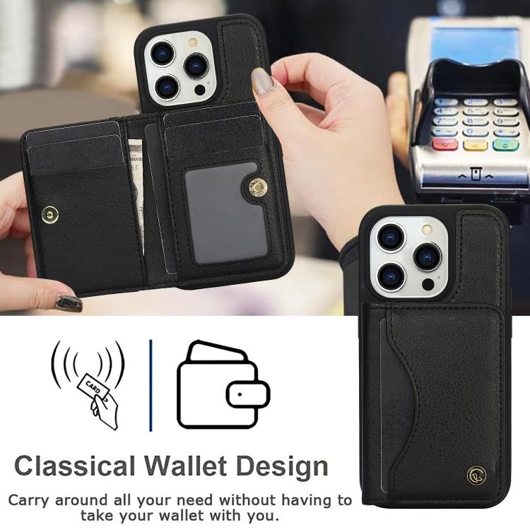 For iPhone 13 Pro AwQuer Horizontal Flip Card Bag Holder Leather Phone Case(Black)