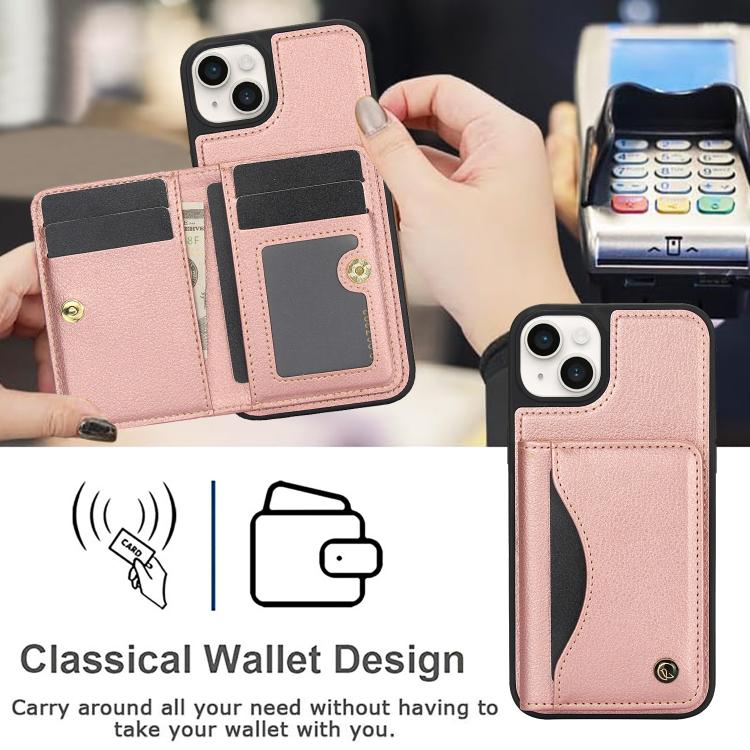 For iPhone 11 AwQuer Horizontal Flip Card Bag Holder Leather Phone Case(Rose Gold)