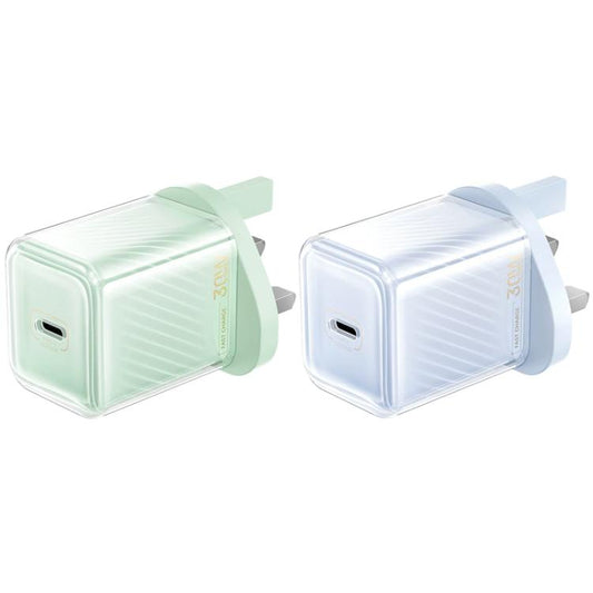 REMAX RP-U91 Jiltry Series 30W PD+QC Type-C GaN Multi-compatible Fast Charger, Plug:UK Plug(Purple)