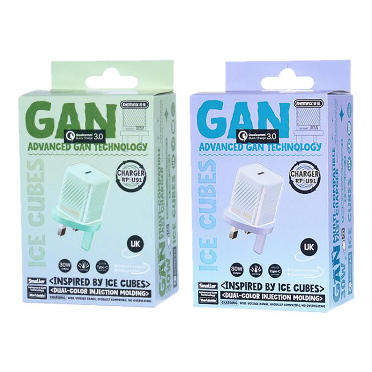 REMAX RP-U91 Jiltry Series 30W PD+QC Type-C GaN Multi-compatible Fast Charger, Plug:UK Plug(Purple)