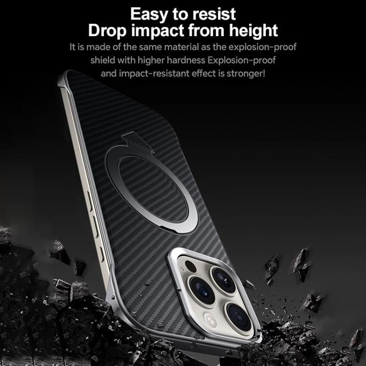 For iPhone 16 Pro Max SULADA Kevlar Texture MagSafe Magnetic Holder Phone Case(Brown)