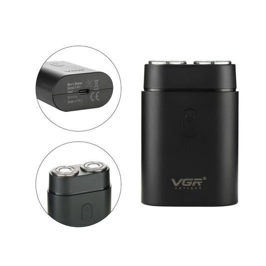 VGR V-341 Rotating 2 Cuttter Head Portable Electric Shaver(Black)