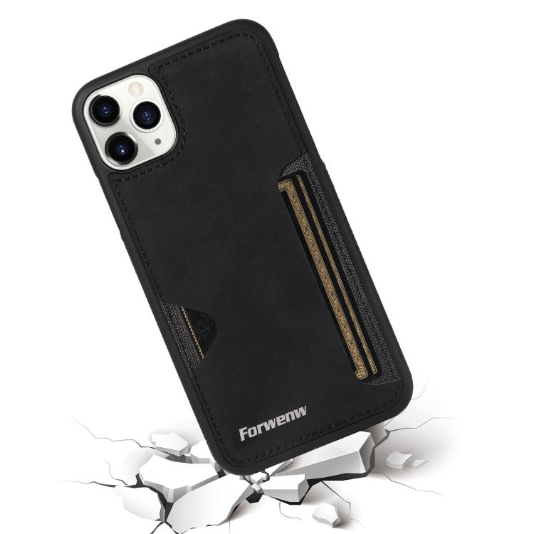 For iPhone 11 Pro Max Forwenw F5 Series Integrated Card Bag Phone Case(Black)