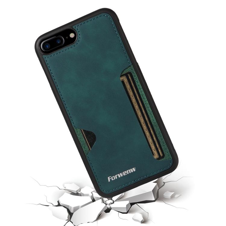 For iPhone 7 Plus / 8 Plus Forwenw F5 Series Integrated Card Bag Phone Case(Green)