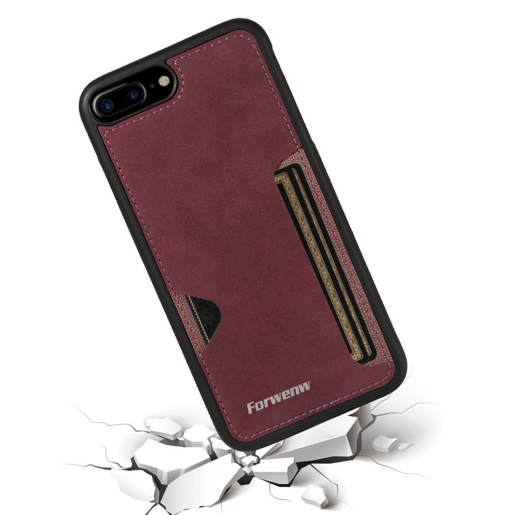 For iPhone 7 Plus / 8 Plus Forwenw F5 Series Integrated Card Bag Phone Case(Red)