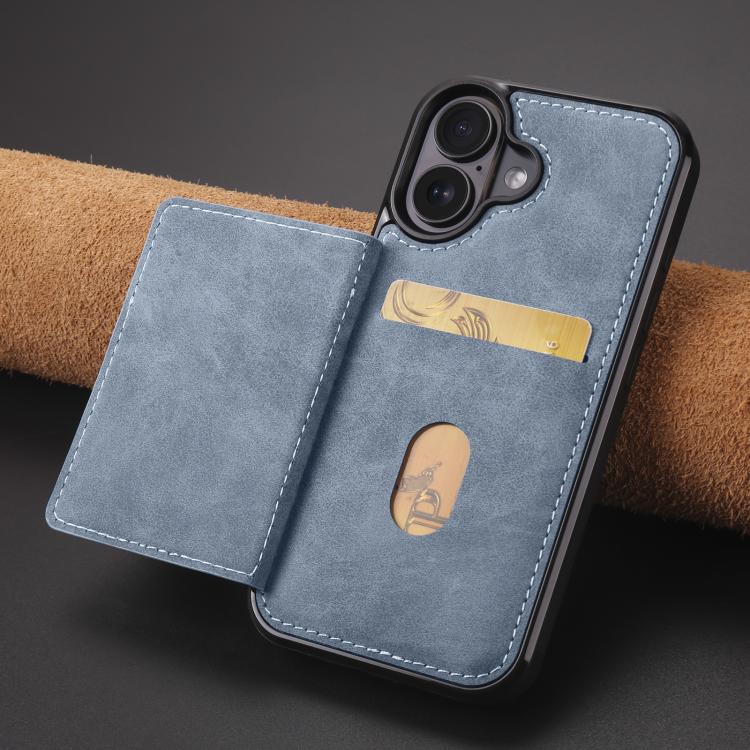 For iPhone 16 Forwenw F8 Series 2 in 1 Magnetic Card Slot Leather Phone Case(Blue)