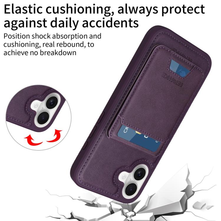 For iPhone 16 Plus BETOPNICE Vertical Flip Detachable MagSafe Wallet Phone Case(Purple)